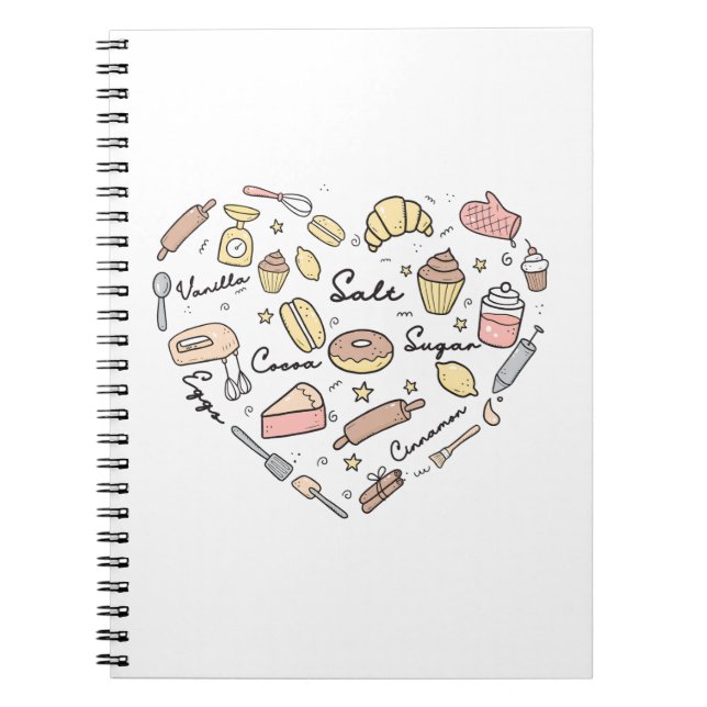 Baker Heart Funny Bakery Baking Pastry Chef Notebook (Front)