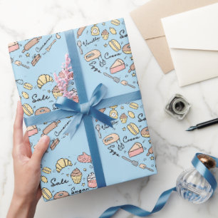Baker Heart Funny Bakery Baking Pastry Chef Wrapping Paper