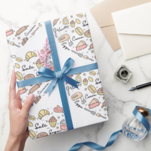Baker Heart Funny Bakery Baking Pastry Chef Wrapping Paper