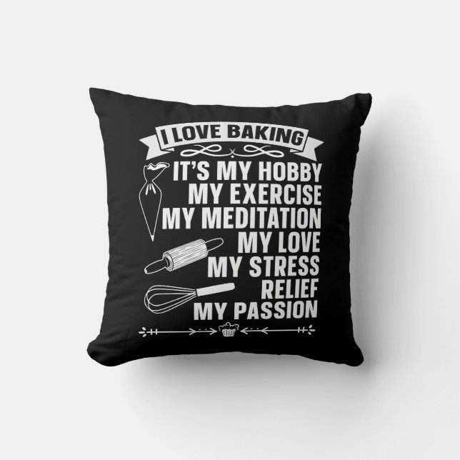 Baker I Love Baking Bakery Chef Cupcake Bake Throw Pillow (Front)
