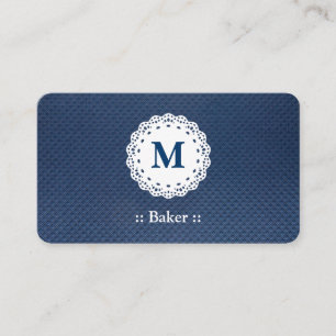 Baker Lace Monogram Blue Pattern Business Card