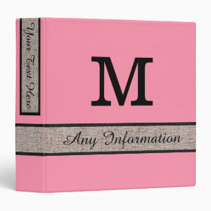 Baker-Miller pink Colour Burlap Look Monogram Binder