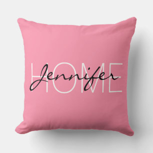 Baker-Miller pink colour home monogram Throw Pillow