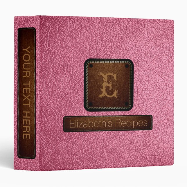 Baker-Miller pink Leather Elegant Monogram Binder (Front/Spine)