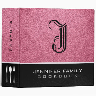 Baker-Miller pink Leather Family Recipes Monogram Binder