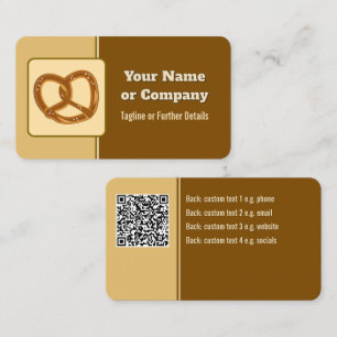 Baker or Event Caterer Pretzel or Your Logo & QR Business Card