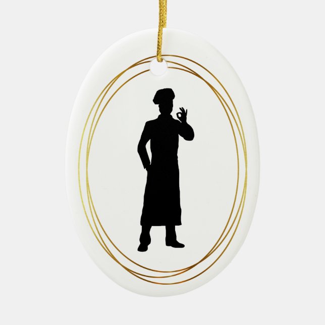 Baker ou Chef Silhouette Ornement de Noël (Devant)