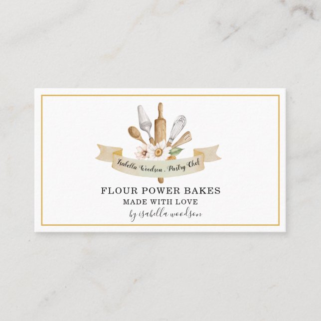Baker Pastry Chef Bakers Tools Utensils Business Card (Front)