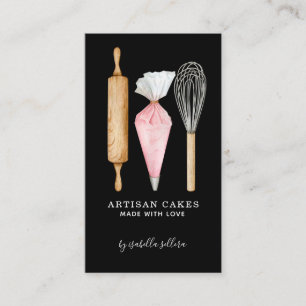 Baker Pastry Chef Baking Utensils Black Business Card