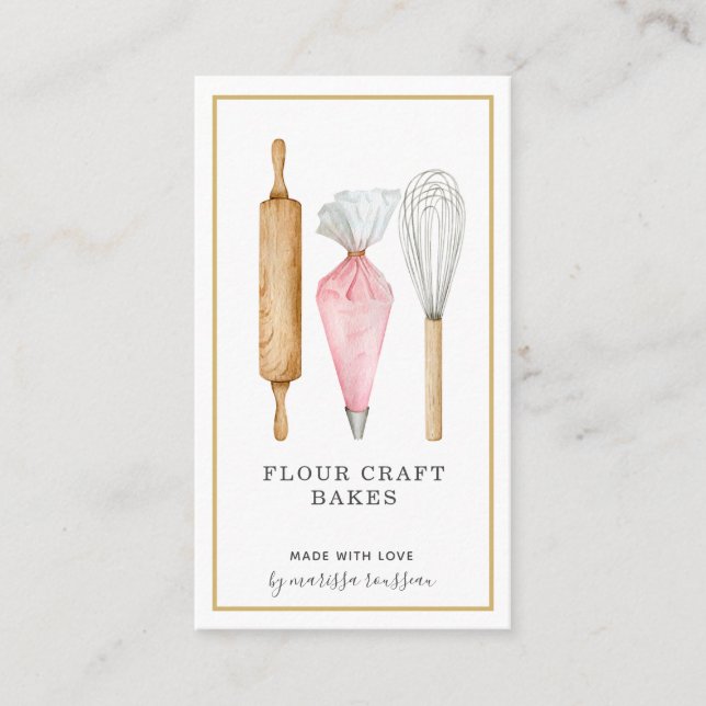 Baker Pastry Chef Baking Utensils Business Card (Front)
