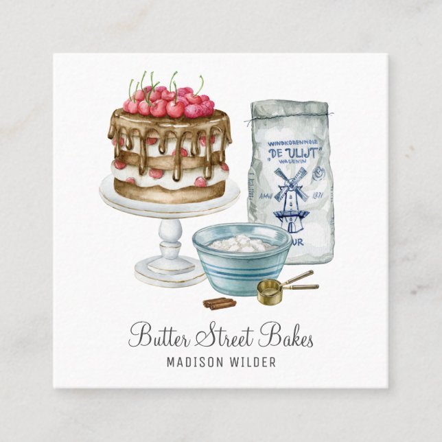 Baker Pastry Chef  Square Business Card (Front)