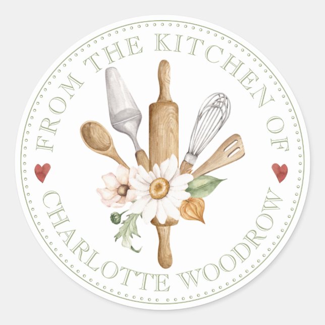 Baker Pastry Chef Tools Food Label Sticker (Front)