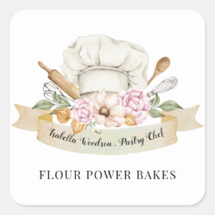 Baker Pastry Chef Watercolor Bakers Tools Square   Square Sticker