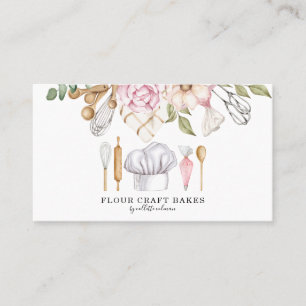 Baker Pastry Chef Watercolor Baking Tools Business Card