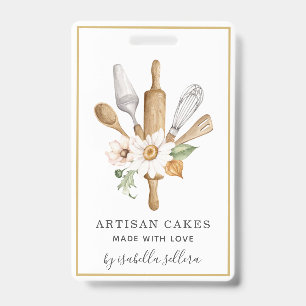 Baker Pastry Chef Watercolor Business Badge