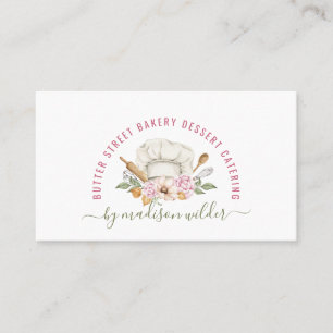 Baker Pastry Chef Watercolor Logo Business Card