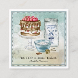 Baker Pastry Chef Watercolor Square Business Card
