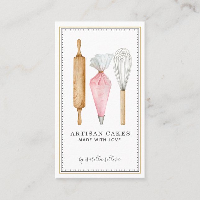 Baker Pâtisserie Chef Outils Carte de visite (Devant)