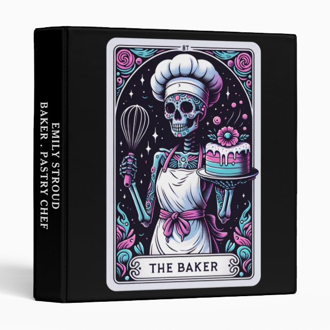 Baker Pâtisserie Chef Tarot Thème Classeur noir (Devant/Côté)