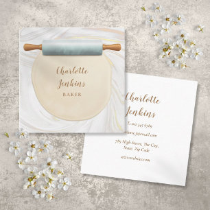 Baker Patisserie Marble Swirls Rolling Pin Square Business Card