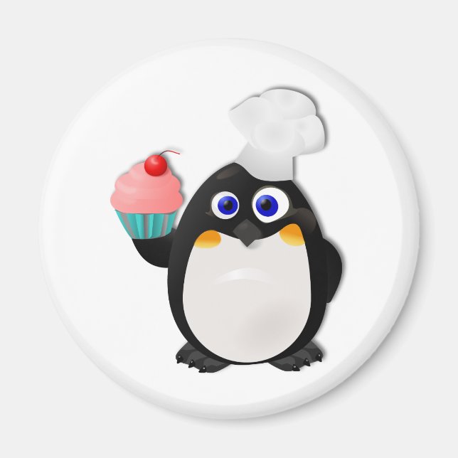 Baker Penguin with Cupcake II Magnet (Front)