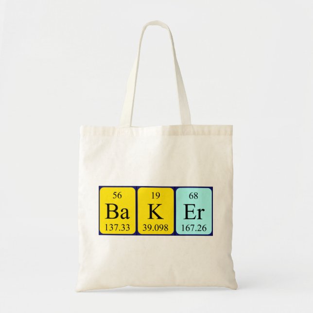 Baker periodic table name tote bag (Front)