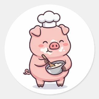 Baker Pig Classic Round Sticker