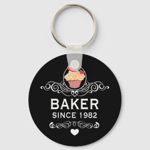Baker Since 1982 Cupcake 42nd Birthday Mothers Day Keychain