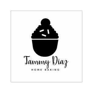 Baker Sprinkles Confetti Cupcake Bakery Baker Logo Rubber Stamp