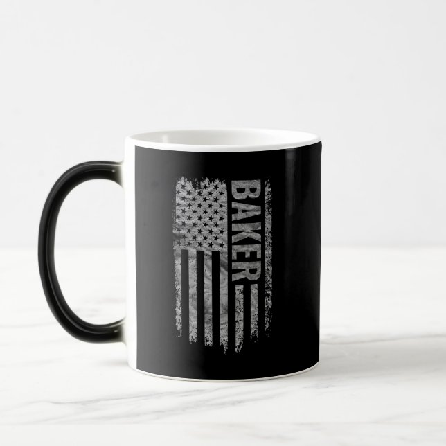 Baker USA Flag Distressed design Magic Mug (Left)