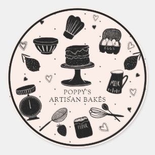 Baker Utensils Bakery Classic Round Sticker