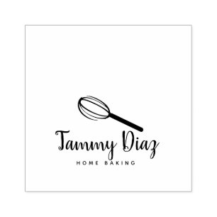 Baker Whisk Cupcake Logo Rubber Stamp