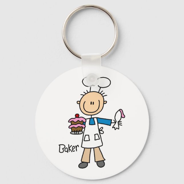 Baker With Cake Keychain (Front)