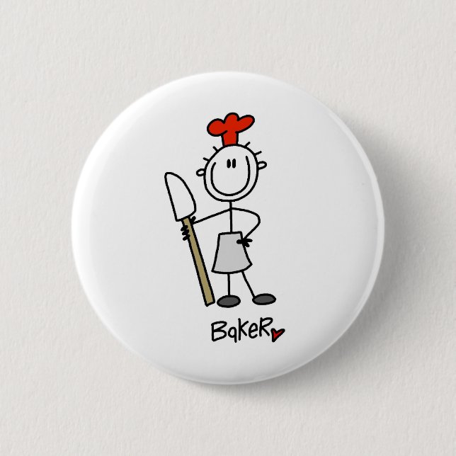 Baker with Scraper 2 Inch Round Button (Front)