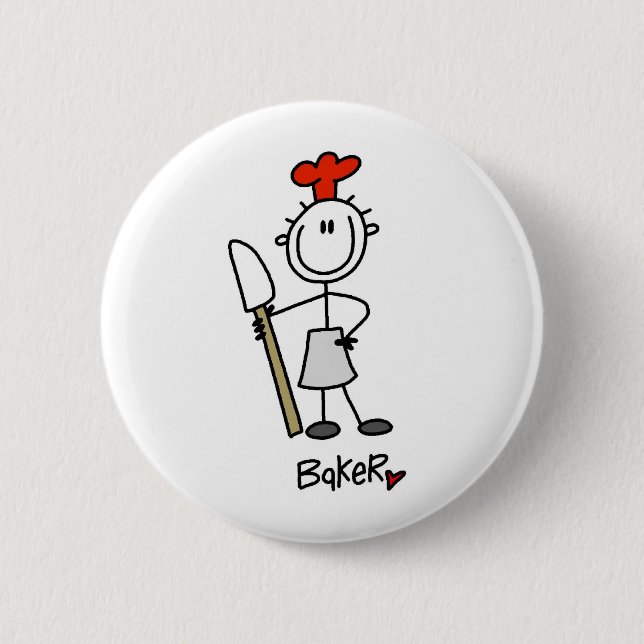 Baker With Scraper 2 Inch Round Button (Front)