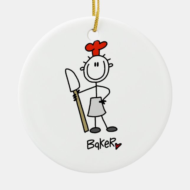 Baker With Scraper Ceramic Ornament (Front)
