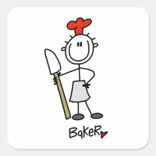 Baker With Scraper Square Sticker