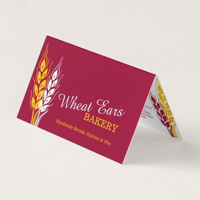 Bakers bakery wheat ears red yellow business flyer business card (Front)