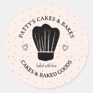 Baker's Hat Logo Pink Black Product Label