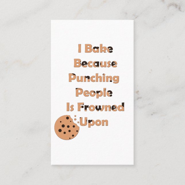 Baker's Humour: I Bake Because Punching People  Business Card (Front)