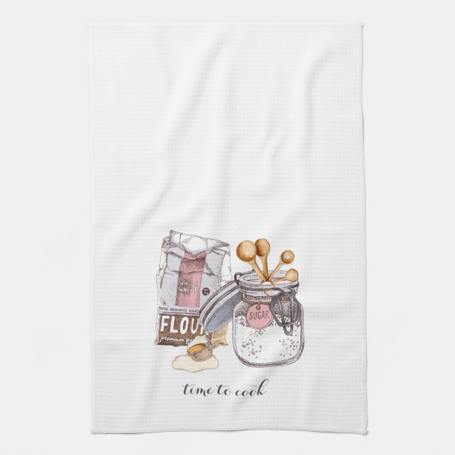 Baker's Ingedients Time To Cook Kitchen Towel (Vertical)