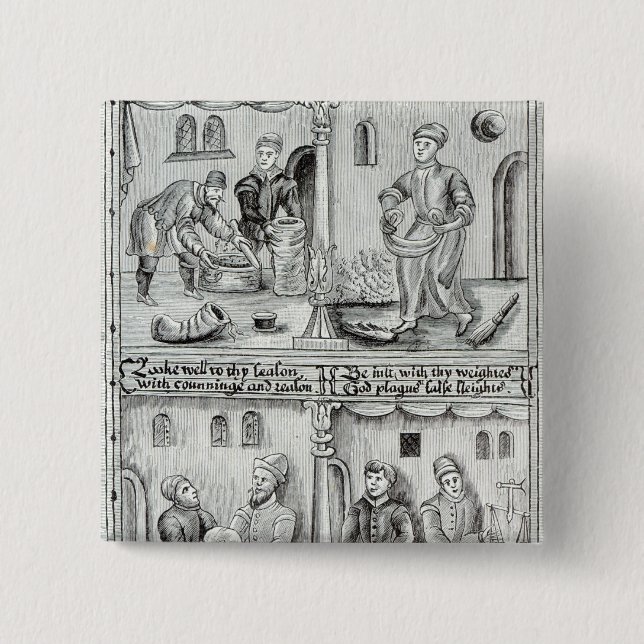 Bakers of York, A.D, 1595-96 2 Inch Square Button (Front)