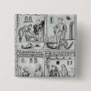 Bakers of York, A.D, 1595-96 2 Inch Square Button
