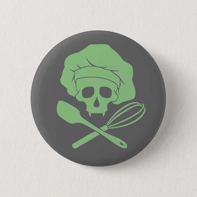 Baker's Skull with Toque 2 Inch Round Button (Front)