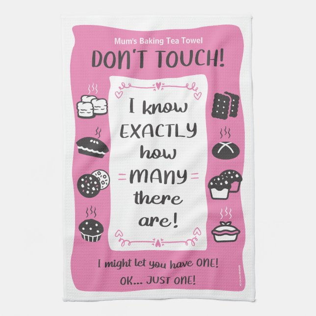 Baker's Tea Towel Gran, Dad, Mom, Gift (Pink)  (Vertical)