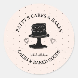 Baker's Utensils Bakery Logo Pink Black Label