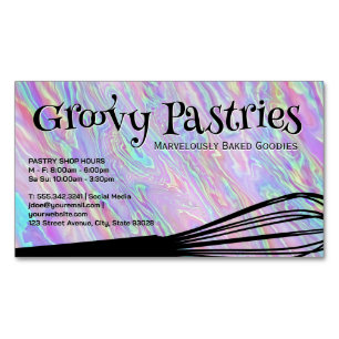 Bakers Whisk Iridescent Holographic Background Magnetic Business Card