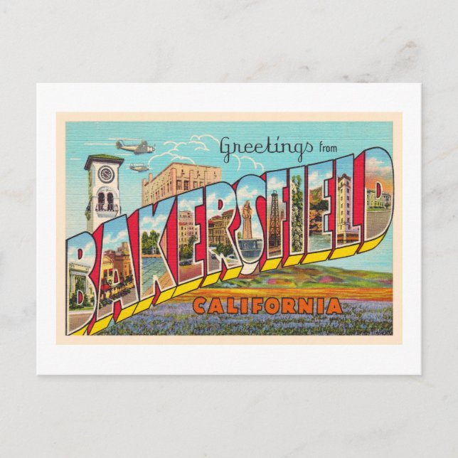 Bakersfield California CA Grande Lettre Carte post (Devant)