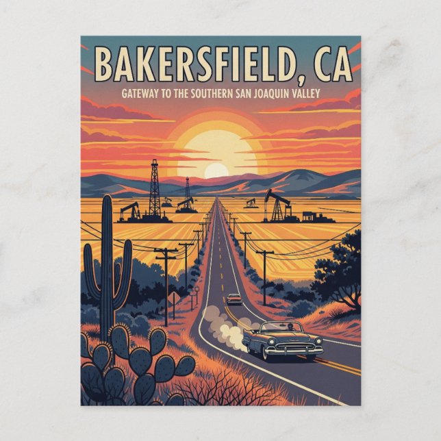 Bakersfield California Central Valley Postcard (Front)