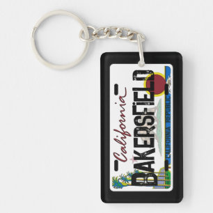 Bakersfield California flag license plate keychain